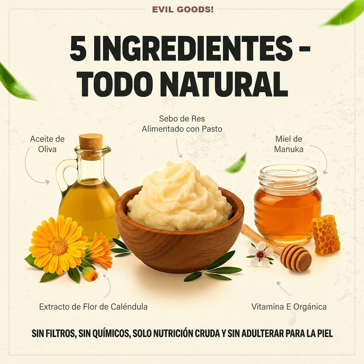 Evil Goods – Crema hidratante batida de sebo y miel de manuka - Imagen 5